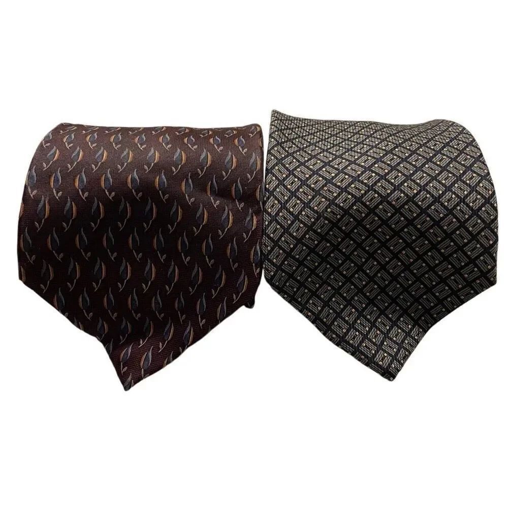 Nautica Mens 100% Silk Tie Bundle Work Business Classic Unisex Gorpcore